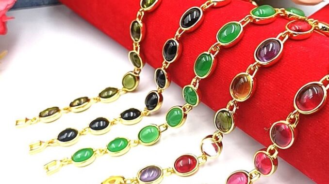 jewelryshop365 K388 สร้อยข้อมือพลอย สร้อยข้อมือสวยๆ สร้อยข้อมืองานพลอยมณี