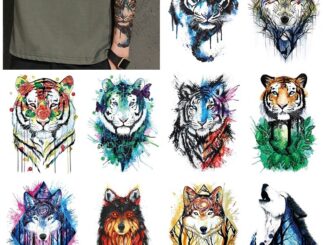 สติกเกอร์รอยสักชั่วคราว ลายสัตว์ สิงโต เสือ เฮนน่า ป่า หลากสี 21x14.8 ซม. สําหรับผู้หญิง ผู้ชาย