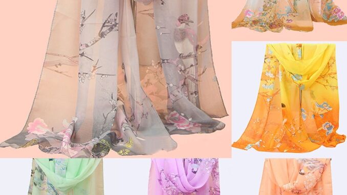 Women Summer Silk Chiffon  Scarves Long Printing  Fashion Flowers