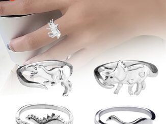 Dinosaur Ring for Women Girls Men Polished Dragon Animal Expandable Open Finger Rings Jewellery Adjustable Ring Size LQZ