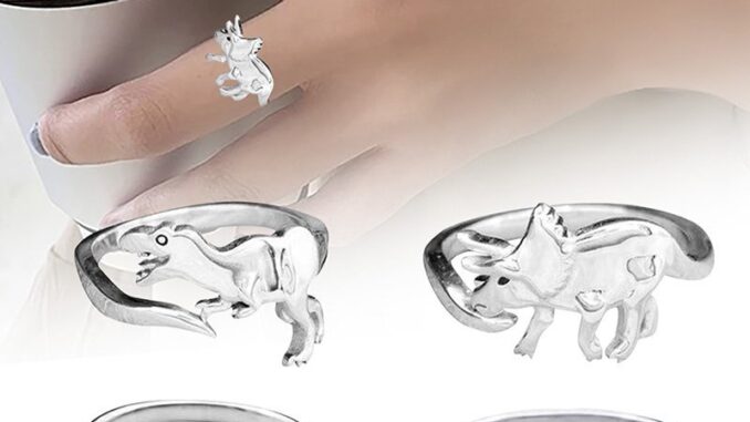 Dinosaur Ring for Women Girls Men Polished Dragon Animal Expandable Open Finger Rings Jewellery Adjustable Ring Size LQZ