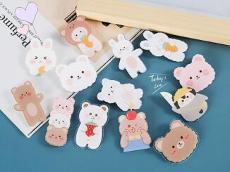 เข็มกลัดอะคริลิค แบบนิ่ม รูปการ์ตูนกระต่าย หมีน่ารัก สําหรับห้อยกระเป๋า