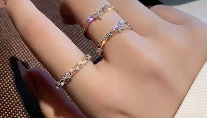แหวนเจ้าหญิง งานพรีเมี่ยมทองแดง ไม่ขึ้นสนิม ปรับขนาดได้ เครื่องประดับ R11