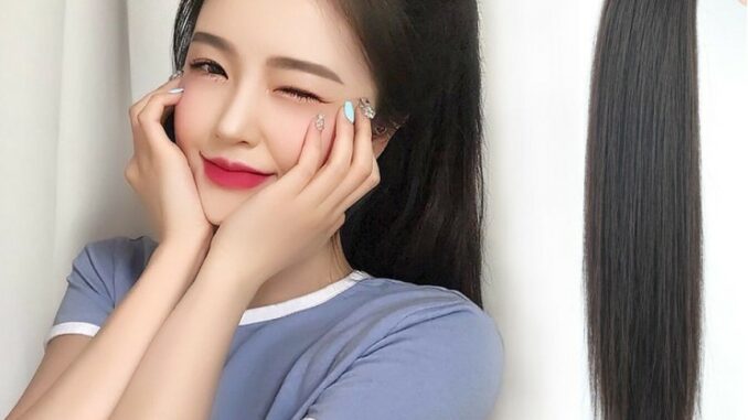 แฮร์พีชหางม้า ผมตรง แบบหนีบ ผมสวยใน1นาที ไหมนิ่ม ไม่พันกัน เหมือนผมธรรมชาติ ยาว45-50ซม.