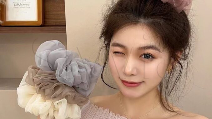 ยางรัดผมหางม้า แบบตาข่ายคู่ ไร้รอยต่อ ยืดหยุ่นสูง ขนาดใหญ่ สไตล์เกาหลี ฝรั่งเศส เรโทร เครื่องประดับ สําหรับผู้หญิง