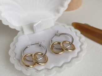Hadesories Duo Hoop Earrings ต่างหูห่วงสีเงินพร้อมห่วงห้อยสีทองแบบถอดได้