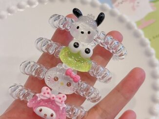 ยางรัดผม แบบเกลียว ยืดหยุ่นสูง ลายการ์ตูน Hello Kitty กบน่ารัก เครื่องประดับผม สําหรับผู้หญิง