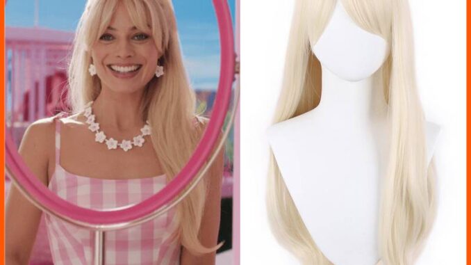 วิกผมคอสเพลย์ 2023 Movie Barbie Cosplay Costume Wig รูปตุ๊กตาบาร์บี้ สีทองอ่อน สําหรับเด็กผู้หญิง เหมาะกับงานปาร์ตี้ฮาโลวีน
