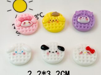 [2 #] Jibbitz Crocs สติกเกอร์กิ๊บติดผม ทรงกลม ลายการ์ตูน Sanrio Melody Kuromi Pudding Dog สําหรับตู้เย็น QP