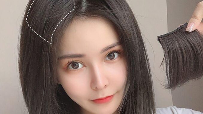 Qqmall วิกผมหน้าม้า แบบหนา สีดํา เครื่องประดับแฟชั่น สําหรับผู้หญิง