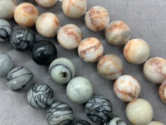 Black & Red Web Stone Beads 4-12mm Round Loose Natural Stone Diy for Bracelet