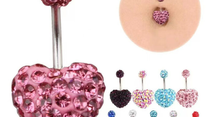จิวสะดือ Heart Shaped Navel Ring Navel Piercing Stainless Steel Belly Piercing Women Jewelry Beach