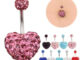 จิวสะดือ Heart Shaped Navel Ring Navel Piercing Stainless Steel Belly Piercing Women Jewelry Beach