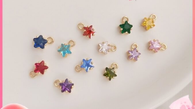 เครื่องประดับDIYขายส่ง จี้หินนําโชค ชุบทอง 14K รูปดาวห้าแฉก 12 กลุ่มดาว ประดับเพทาย เครื่องประดับ DIY[จี้/ห้อยลูกปัด/สร้อยข้อมือ/สร้อยคอ/ต่างหู]