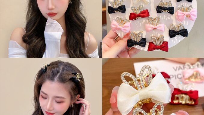 กิ๊บติดผม รูปมงกุฎ ประดับโบว์ และเพชร ขนาดเล็ก สไตล์เจ้าหญิง สําหรับผู้หญิง