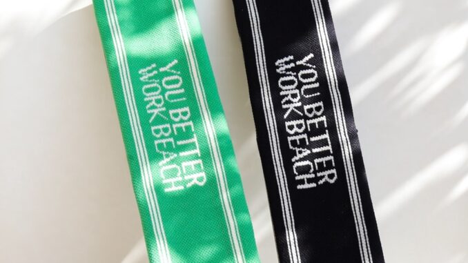 Headband ‘You Better Work Beach’ ผ้า cotton หนาสองชั้นขนาดใหญ่พิเศษ (เขียว