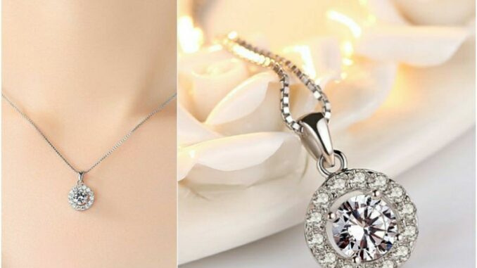 สร้อยคอจี้กลมล้อมเพชร 1 กะรัต   เพชรCZสวิสแท้ 18K