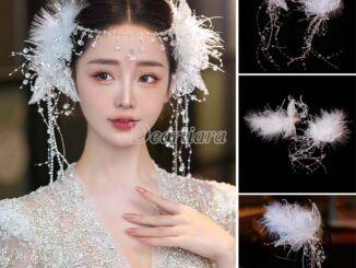คลิปหนีบผ้าลูกไม้ ประดับพู่ขนนก สีขาว แฮนด์เมด สําหรับชุดแต่งงานเจ้าสาว