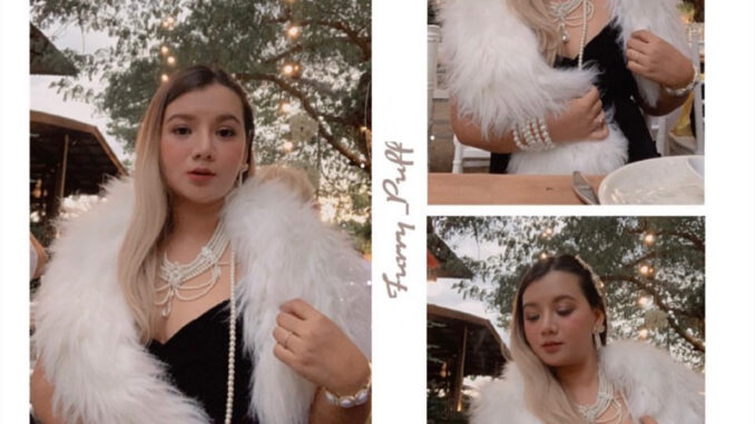 ผ้าพันคอขนเฟอร์ ขนมิ้ง สีขาว 150cm ❤️