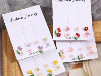 [highbuying] ชุดต่างหูสตั๊ด รูปผลไม้ ผีเสื้อ ดอกไม้ หลากสี สร้างสรรค์ เครื่องประดับแฟชั่น สําหรับผู้หญิง 8 ชิ้น พร้อมส่ง