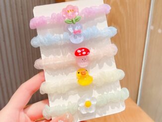 บ้านพลู  ยางรัดผม ดอกไม้ การ์ตูนน่ารัก ยางยืด สีสวย ชุด 5 เส้นคละสี