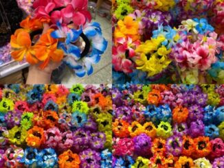 ยางมัดผมดอกไม้ ดอกลีลาวดี ดอกกุหลาบ ดอกทานตะวัน งานสงกรานต์ ฮาวาย 1 ชิ้น คละสี