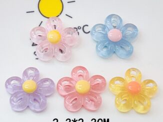 [2 #] Jibbitz Crocs กิ๊บติดผม ยางเรซิ่น รูปดอกไม้ห้ากลีบ แบบกลวง สีโปร่งใส อุปกรณ์เสริม สําหรับรองเท้า diy QP