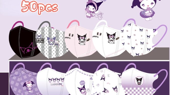 หน้ากากอนามัย ลายการ์ตูน Kulomi Sanrio Series 3D สําหรับเด็กอายุ 3-12 ปี 50 ชิ้น