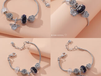A35 สร้อยข้อมือ BEAUTIFUL Dark Blue Love  หัวใจน้ำเงิน ไม่ลอก ไม่ดำ สายปรับได้ จัดส่งทุกวัน