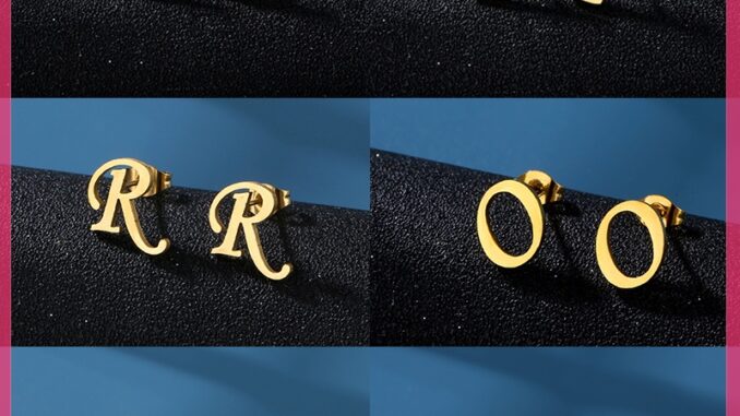 Hwetr INS ต่างหูสตั๊ด สเตนเลส ลายตัวอักษร Lucky A-Z 26 กันน้ํา สีทอง เครื่องประดับ ของขวัญใหม่