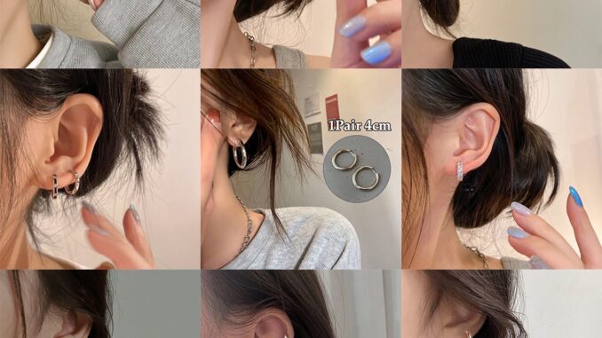 ต่างหูห่วง เพทาย สีเงิน เรียบง่าย สําหรับผู้หญิง เครื่องประดับต่างหูเจาะ ไม่ทําให้แพ้ง่าย