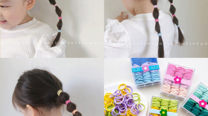 PRETTY BABY พร้อมส่ง ยางรัดผมเด็ก ยางมัดผม สําหรับเด็ก 1เเพ็ค90เส้น (791)