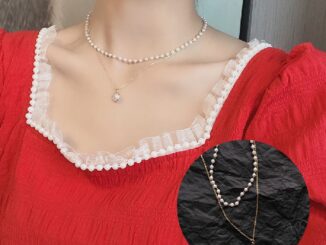 Byce> ใหม่ สร้อยคอโชคเกอร์ จี้ไข่มุก สองชั้น น่ารัก ของขวัญ สําหรับเด็กผู้หญิง