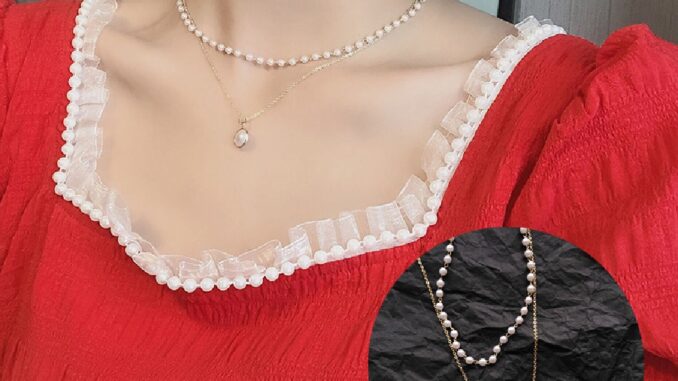 Byce> ใหม่ สร้อยคอโชคเกอร์ จี้ไข่มุก สองชั้น น่ารัก ของขวัญ สําหรับเด็กผู้หญิง