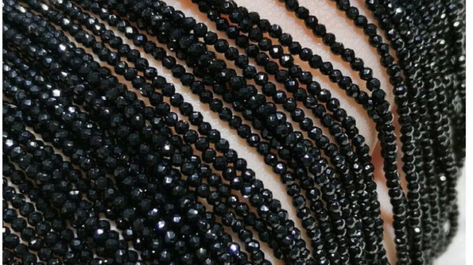 1 ST 15.5cm Long Natural Black Spinel Polished 2mm-3mm/ Top High Quality Stone / Stone for Jewelry