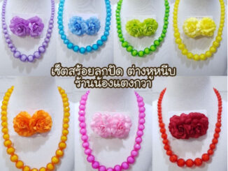 เซ็ตสร้อย+ต่างหูหนีบดอกไม้ พร้อมส่ง7สี