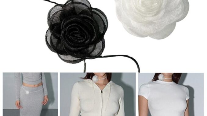 เครื่องประดับ สร้อยคอโชคเกอร์ จี้ดอกไม้ สีเข้ม สําหรับผู้หญิง เครื่องประดับ สร้อยคอโชคเกอร์ จี้ดอกไม้ สีเข้ม สําหรับผู้หญิง