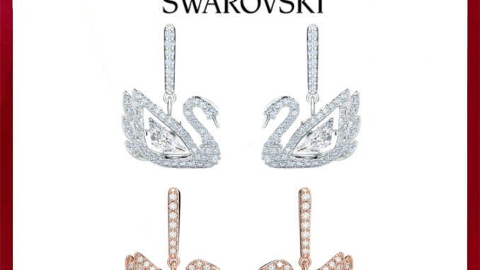 THAI S ต่างหู ต่างหูจี้  แท้ Dancing Swan teardrop-shaped earrings เครื่องประดับแฟชั่นสตรี ของแท้100%