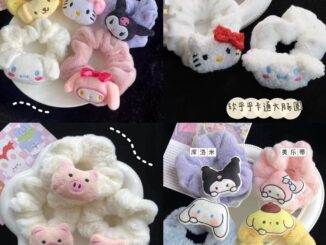 SANRIO ยางรัดผม ผ้ากํามะหยี่ขนนิ่ม ขนาดใหญ่ ลายการ์ตูนซานริโอ้ สไตล์เกาหลี เหมาะกับฤดูหนาว สําหรับเด็กผู้หญิง