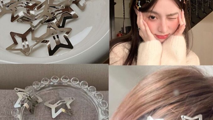 พร้อมส่ง Y2K กิ๊บติดผม รูปดาวห้าแฉก สีเงินสดใส สําหรับเด็กผู้หญิง