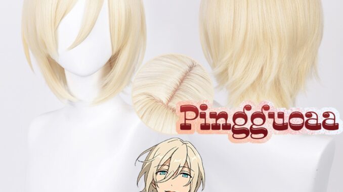 ES Ensemble Stars Tenshouin Eichi Cosplay Wig 35cm Short Milk Golden Wigs Heat Resistant Synthetic Hair
