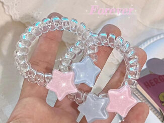 น่ารัก สีชมพู สีฟ้า ดาว สายโทรศัพท์ ยางรัดผม ใหม่ล่าสุด หวานแหวว ยางรัดผม เครื่องประดับผม สําหรับผู้หญิง