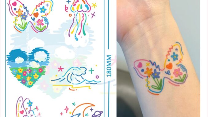 【Mars Tattoo】รอยสักชั่วคราว ลายผีเสื้อ ผีเสื้อ ดวงจันทร์ ติดทนนาน CD006