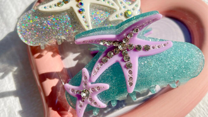 มีสีใหม่ STARFISH GLITTER กิ๊บหนีบผมปลาดาว ขนาด 8.7 CM