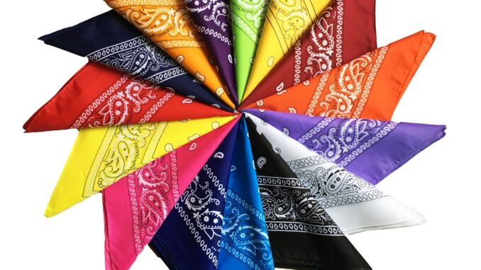 ผ้าเช็ดหน้าวินเทจ ผ้าโผกหัว ผ้าพันคอ Cotton ลายลูกน้ำ paisley ใช้โพกหัวผูกผมชิคๆ
