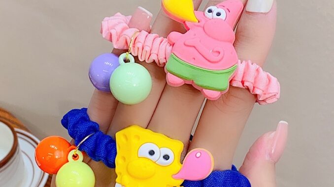 ยางรัดผมฟองน้ํา ยืดหยุ่นสูง ลายการ์ตูนตุ๊กตา 3D สไตล์เกาหลี สําหรับเด็กผู้หญิง
