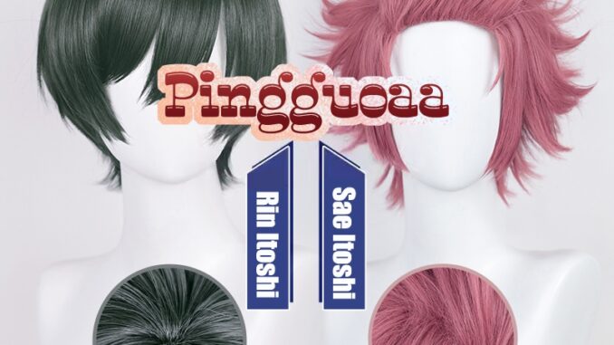 Anime Blue Lock Rin Itoshi/Sae Itoshi Cosplay Wig Dark Green/Rose Red Short Wigs Heat Resistant Synthetic Hair