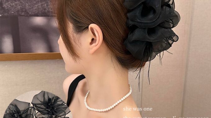 กิ๊บติดผม ตาข่าย ขนนก ขนาดใหญ่ ประดับโบว์ ดอกไม้ สีดํา หรูหรา เครื่องประดับ แฟชั่นสําหรับผู้หญิง