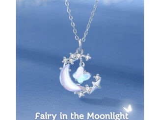 [NL129] สร้อยคอเงินแท้ 92.5% Fairy in the Moonlight คริสตัลสะท้อนแสงสีฟ้า ประกายวิ๊บวั๊บสวยมากๆ Minimore 925