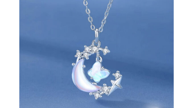 [NL129] สร้อยคอเงินแท้ 92.5% Fairy in the Moonlight คริสตัลสะท้อนแสงสีฟ้า ประกายวิ๊บวั๊บสวยมากๆ Minimore 925